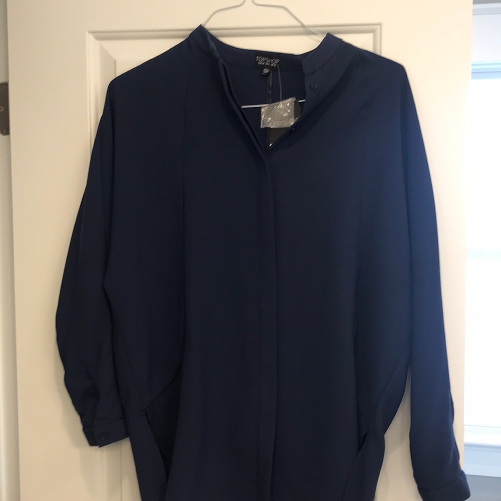 Topshop blue button down baggy blouse